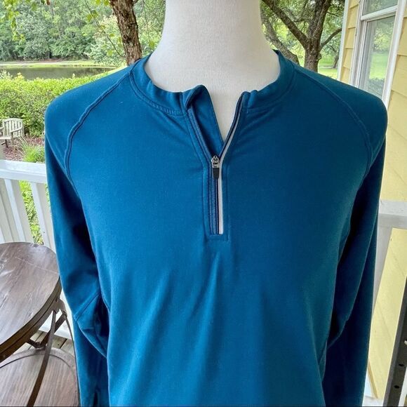 Fabletics FL2 Deep Teal 1/2 Zip Stretch Pullover. - Picture 3 of 8